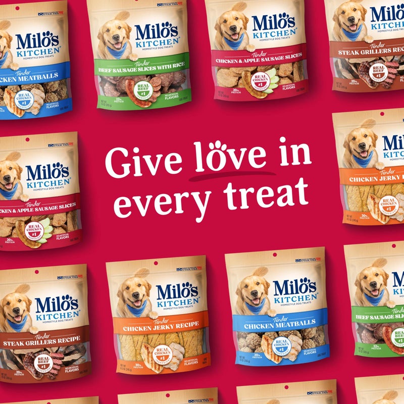 Milo's Kitchen Homestyle Dog Treats, Chicken & Apple Sausage Slices, 18 Ounce, High Protein, No Artificial Flavors - Image 5